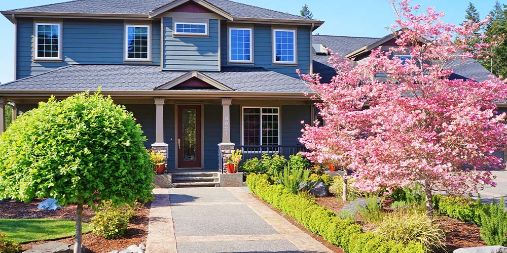 Primex Garden Center -How to Boost Your Homes Curb Appeal in Pennsylvania--front of home with ornamental trees