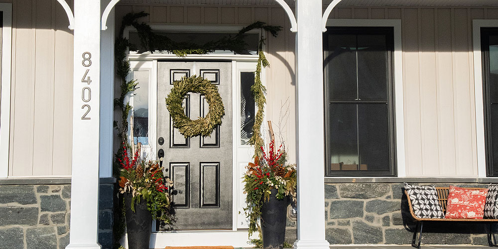 Primex Garden Center-Pennsylvania-How to Design Holiday Porch Pots-front door holiday pots