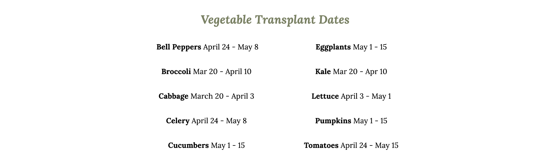 Primex Garden Center-Glenside-planting and transplanting dates for garden