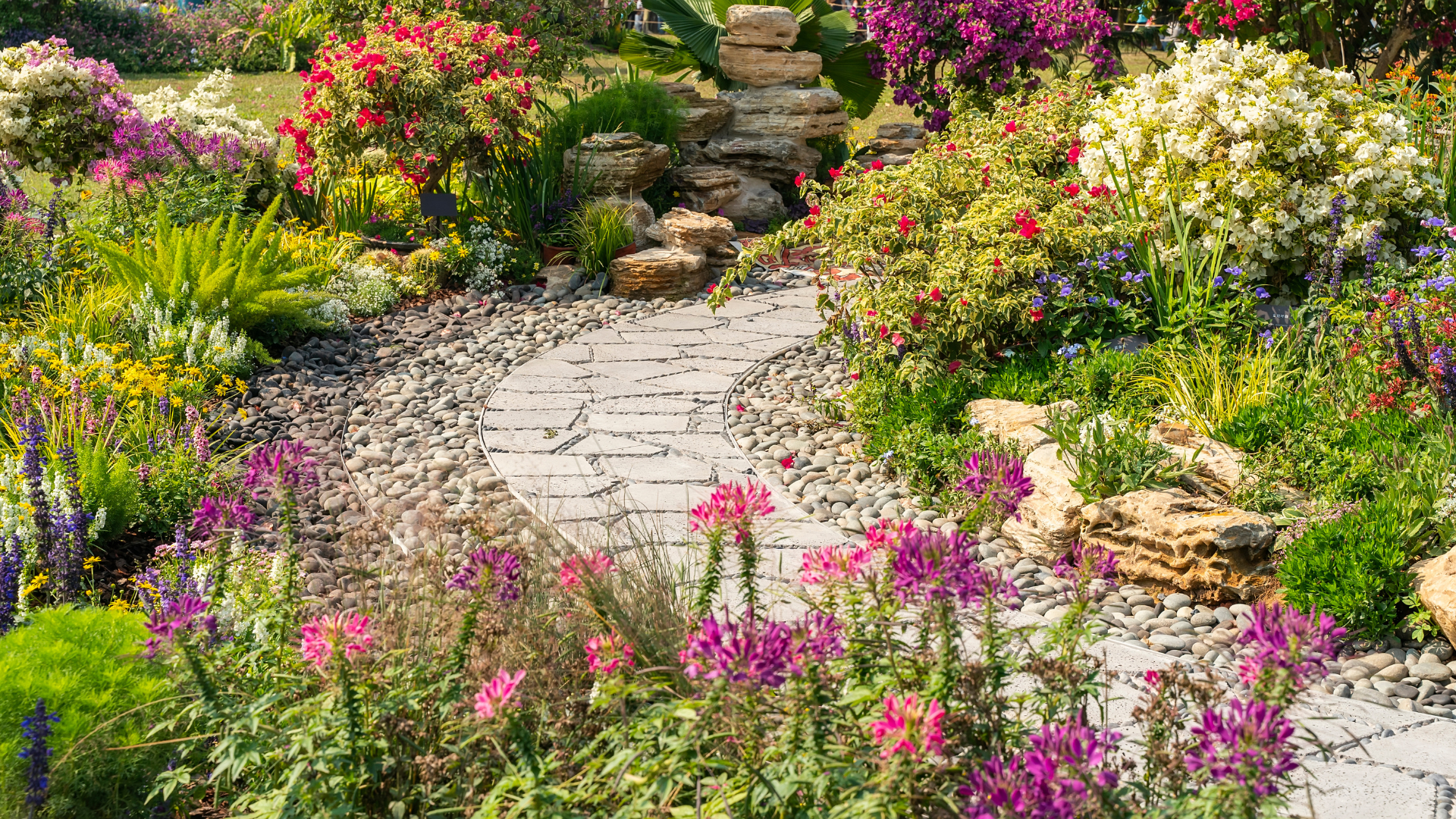 Primex Garden Center-Glenside-Pennsylvania-Monthly Gardening Horoscope-Taurus-flower garden in bloom with path