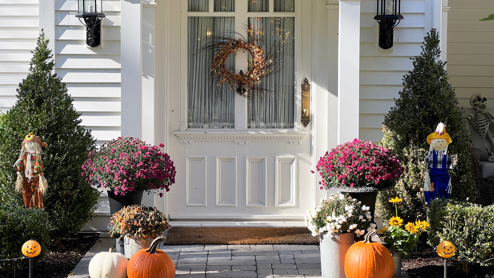 Primex Garden Center-Glenside-Pennsylvania-cozy outdoor living spaces-front porch decorated with pumpkins and wreath