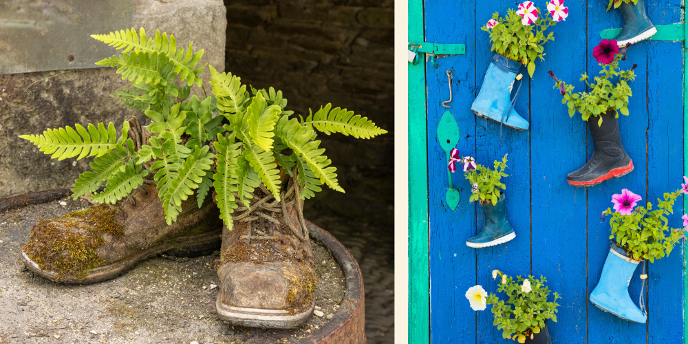 Primex Garden Center-Glenside-Pennsylvania-Creative Gardening with Everyday Items-planted pair of boots